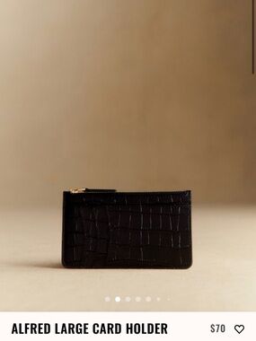 Sézane Black Croc-Embossed Card Holder